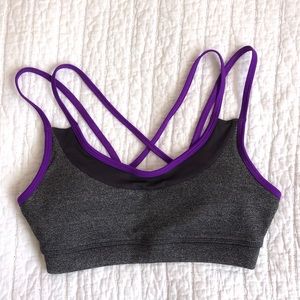 Strappy Grey & Purple Sports Bra